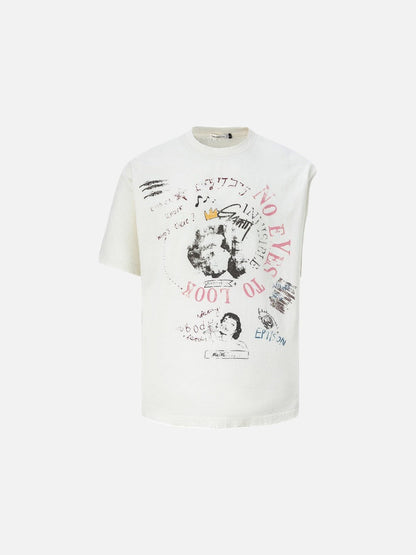DAXUEN Distressed short-sleeved graphic T-shirt