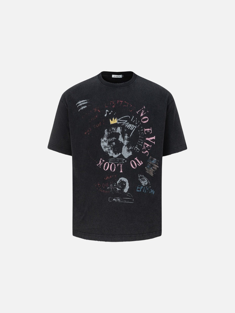 DAXUEN Distressed short-sleeved graphic T-shirt
