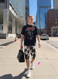 DAXUEN Distressed graphic print short-sleeve t-shirt — model photo