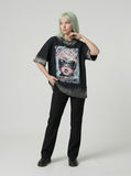 DAXUEN Distressed oversized short-sleeved graphic T-shirt — model photo