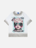 DAXUEN Distressed oversized short-sleeved graphic T-shirt