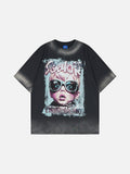 DAXUEN Distressed oversized short-sleeved graphic T-shirt