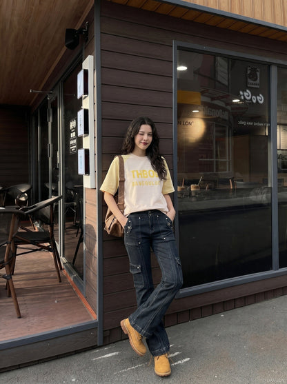DAXUEN Short-sleeved crew-neck t-shirt with graphic print — model photo