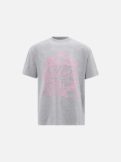 DAXUEN Oversized short-sleeved T-shirt with distressed graphic print