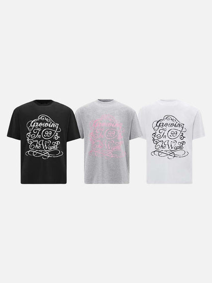 DAXUEN Oversized short-sleeved T-shirt with distressed graphic print