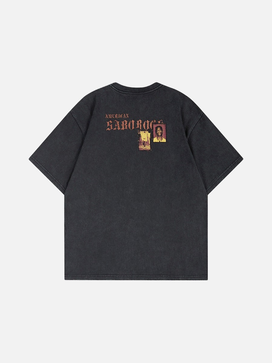 DAXUEN Distressed graphic t-shirt with vintage design