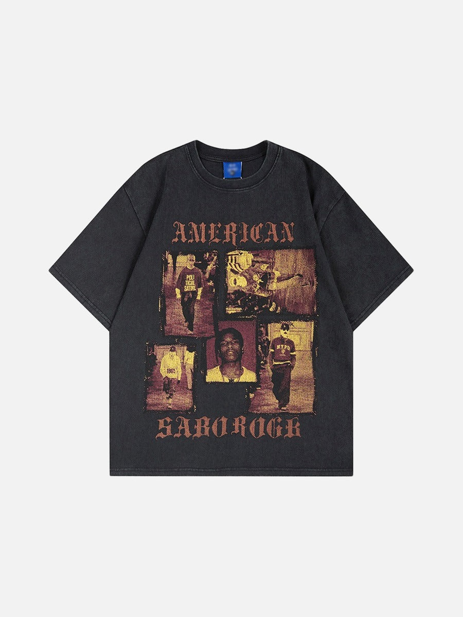 DAXUEN Distressed graphic t-shirt with vintage design