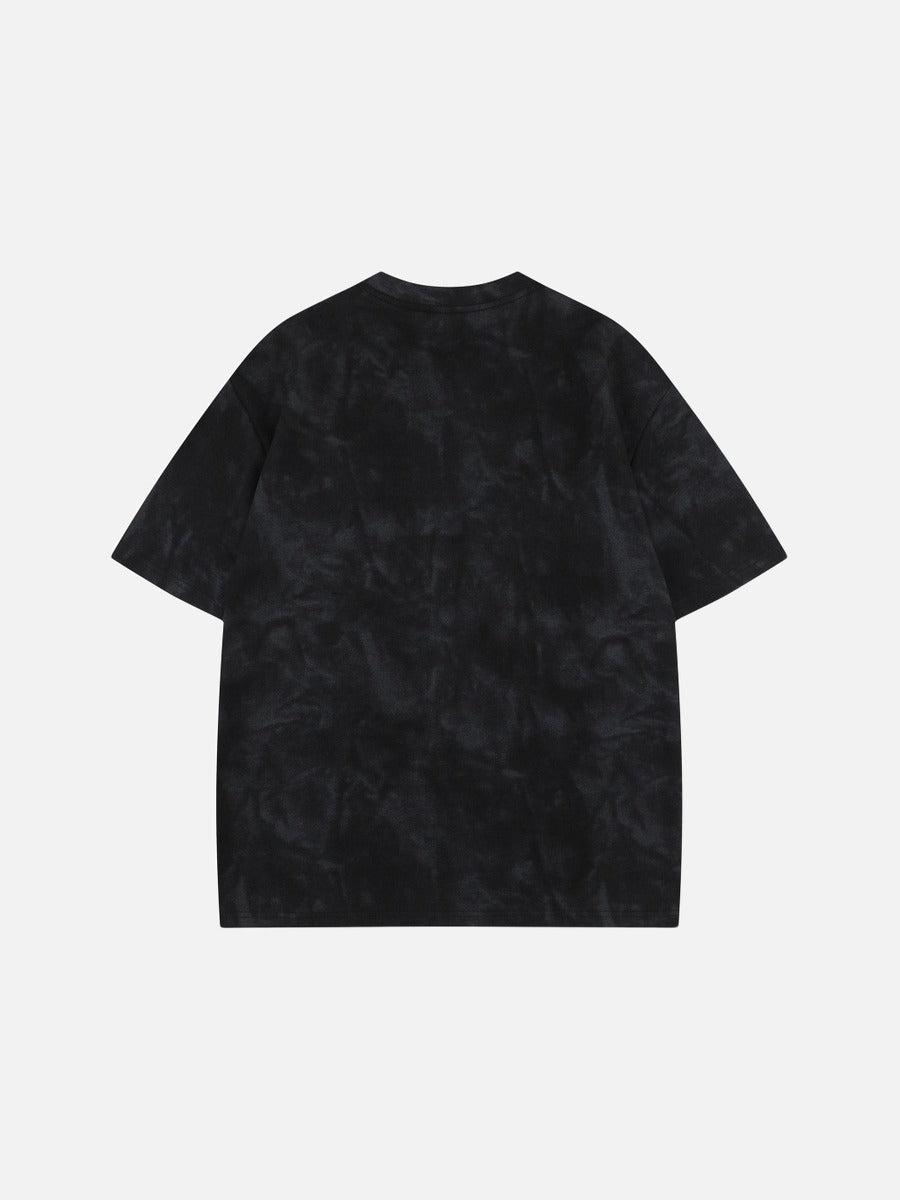 DAXUEN Oversized distressed graphic tie-dye short-sleeve T-shirt