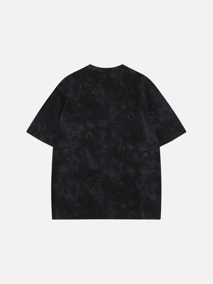 DAXUEN Oversized distressed graphic tie-dye short-sleeve T-shirt