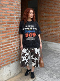 DAXUEN Oversized distressed graphic tie-dye short-sleeve T-shirt — model photo