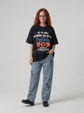 DAXUEN Oversized distressed graphic tie-dye short-sleeve T-shirt — model photo