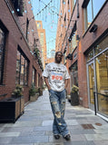 DAXUEN Oversized distressed graphic tie-dye short-sleeve T-shirt — model photo