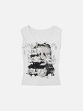 DAXUEN Distressed graphic V-neck short-sleeved t-shirt