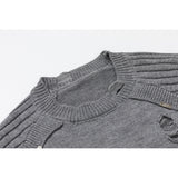 DAXUEN grey distressed abstract graphic knit sweater