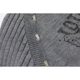 DAXUEN grey distressed abstract graphic knit sweater