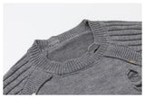 DAXUEN grey distressed abstract graphic knit sweater
