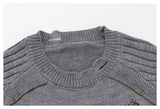 DAXUEN grey distressed abstract graphic knit sweater