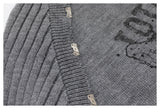 DAXUEN grey distressed abstract graphic knit sweater