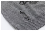 DAXUEN grey distressed abstract graphic knit sweater