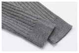 DAXUEN grey distressed abstract graphic knit sweater