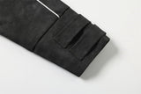 DAXUEN dark grey distressed faux suede hooded bomber jacket