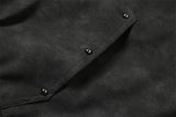 DAXUEN dark grey distressed faux suede hooded bomber jacket