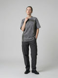 DAXUEN Distressed grey short sleeve t-shirt with darker panels — model photo