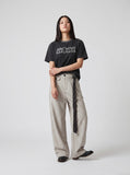DAXUEN faded black distressed text graphic t-shirt — model photo