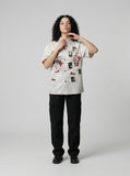 DAXUEN Distressed grunge graphic button-up shirt — model photo