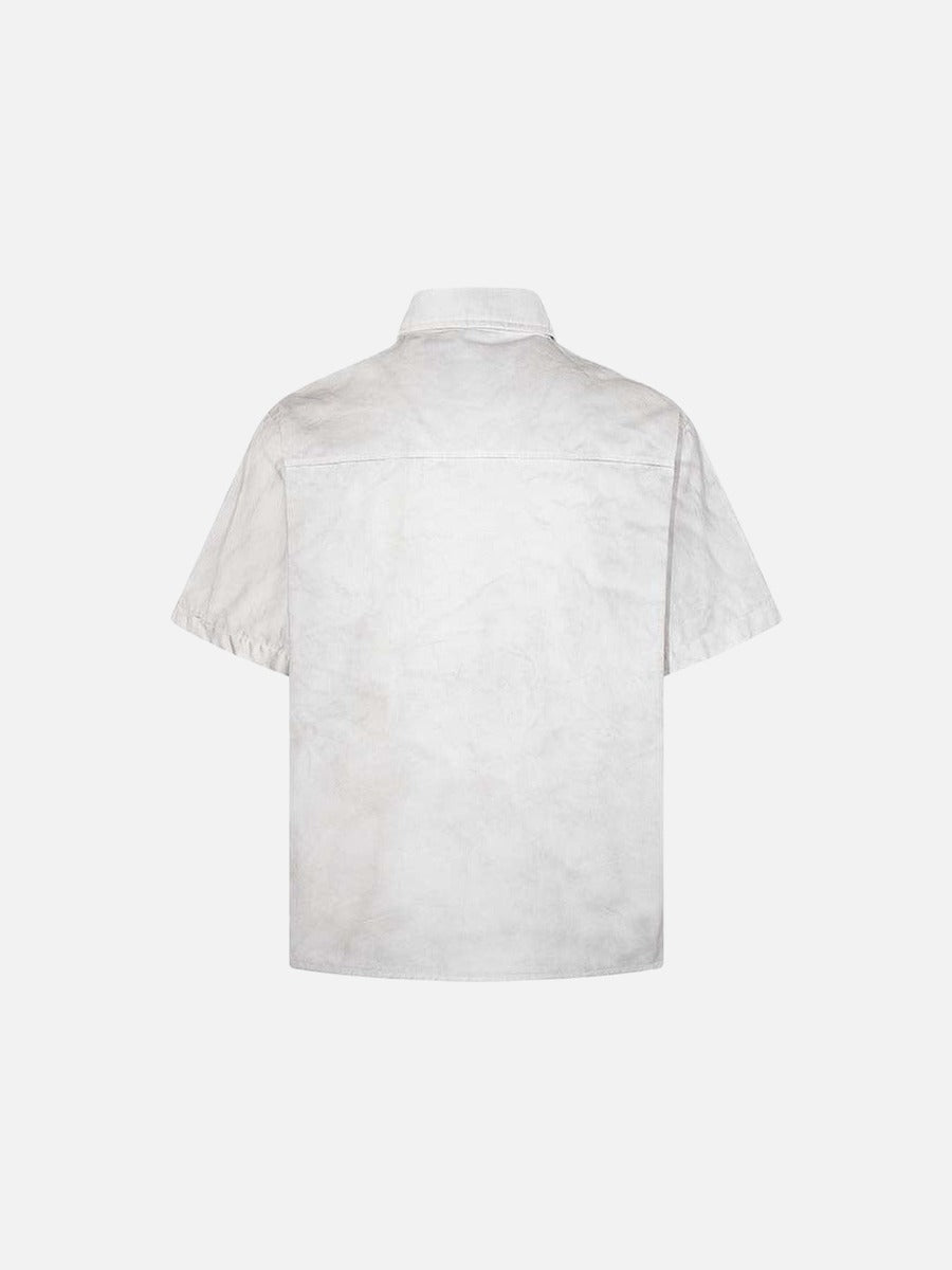 DAXUEN Distressed grunge graphic button-up shirt