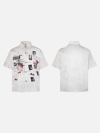 DAXUEN Distressed grunge graphic button-up shirt