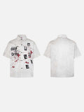 DAXUEN Distressed grunge graphic button-up shirt