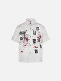 DAXUEN Distressed grunge graphic button-up shirt