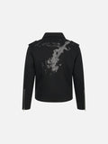 DAXUEN black biker jacket with distressed guitar graphic
