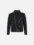 DAXUEN black biker jacket with distressed guitar graphic