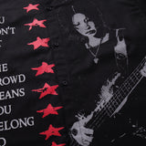 DAXUEN black button-up shirt with distressed guitar graphic
