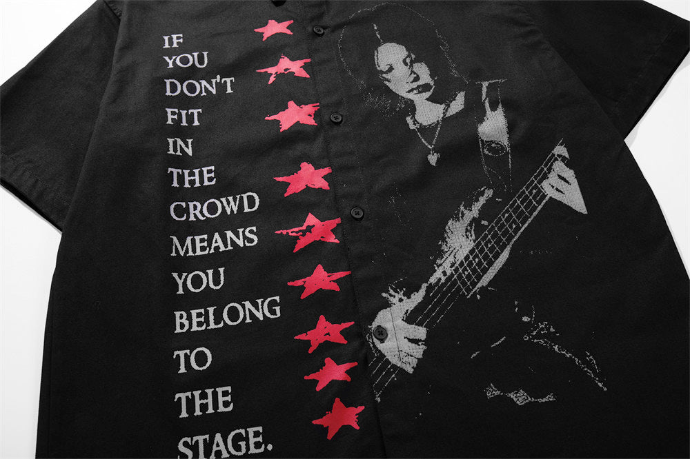 Black Distressed Guitar Shirt