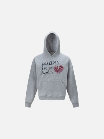 Distressed Heart Graphic Oversized Hoodie
