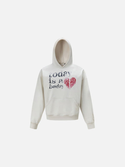 Distressed Heart Graphic Oversized Hoodie