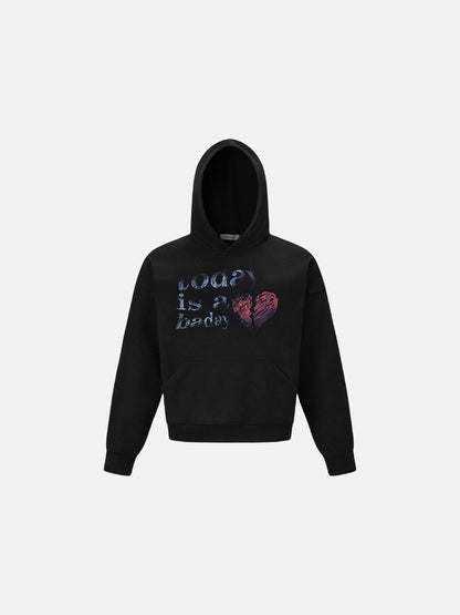 Distressed Heart Graphic Oversized Hoodie