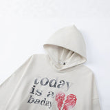 Distressed Heart Graphic Oversized Hoodie