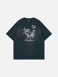 DAXUEN Oversized short-sleeve T-shirt with horse graphic