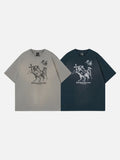 DAXUEN Oversized short-sleeve T-shirt with horse graphic