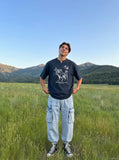 DAXUEN Oversized short-sleeve T-shirt with horse graphic — model photo