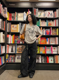 DAXUEN Oversized short-sleeve T-shirt with horse graphic — model photo