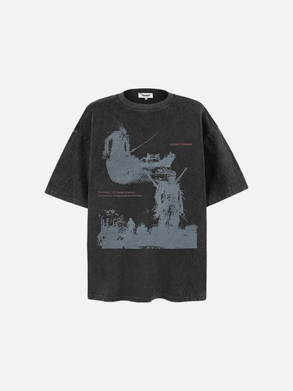 DAXUEN distressed illustrative graphic tee