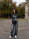 DAXUEN distressed illustrative graphic tee — model photo