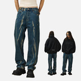 DAXUEN Distressed indigo relaxed-fit straight-leg jeans