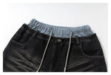 DAXUEN charcoal and light blue distressed wide-leg pants