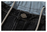DAXUEN charcoal and light blue distressed wide-leg pants